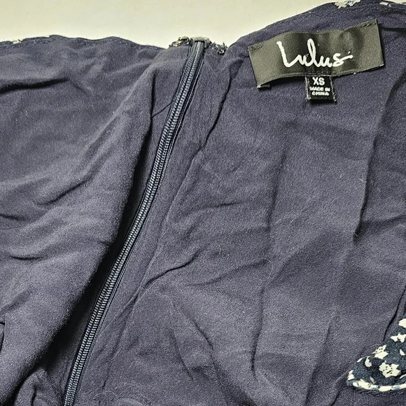 Poppy Patch Navy Blue Floral Print Skater Dress - Picture 3 of 8